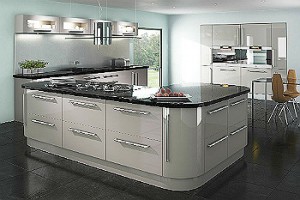 Eclipse Cappuccino gloss Contemporary Kitchen Design. Award Bedrooms and Kitchens, Walkinstown, Dublin Suppliers of fitted kithens, kitchen cabinets, kitchen designs, kitchen prices.