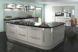Eclipse Cappuccino gloss Contemporary Kitchen. Award Bedrooms and Kitchens, Walkinstown, Dublin Suppliers of fitted kithens, kitchen cabinets, kitchen designs, kitchen prices.